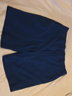 Roundtree & Yorke Navy Pinstripe Flat Front Shorts Size 34